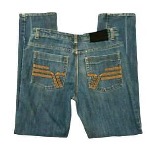 DKNY Greenwich Womens Sz 16 Denim Blue Jeans with Embroidery Mid Rise Skinny